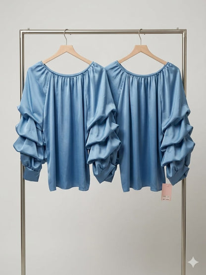 Bluza Satin cu Volane — Eleganta si Romantica — Cindy Fashion