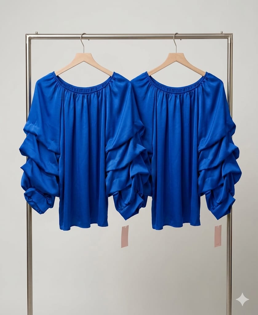 Bluza Satin cu Volane — Eleganta si Romantica — Cindy Fashion