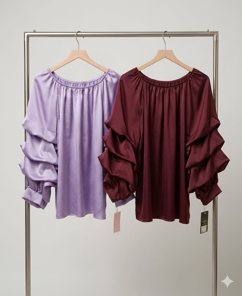 Bluza Satin cu Volane — Eleganta si Romantica — Cindy Fashion