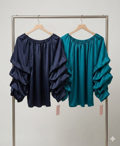 Bluza Satin cu Volane — Eleganta si Romantica — Cindy Fashion