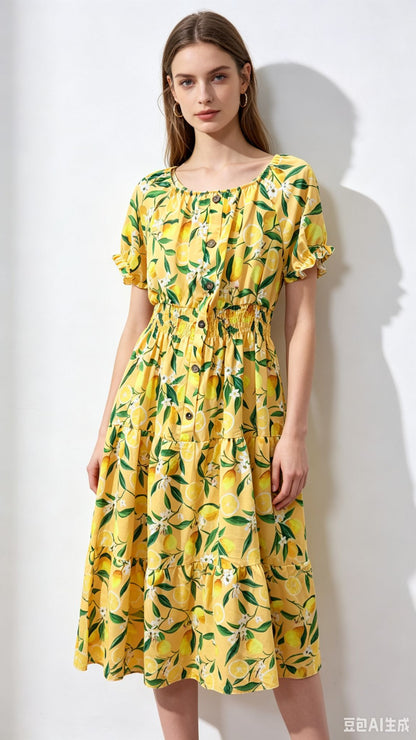 Rochia Midi Imprimeu Lamai — Statement Piece — Cindy Fashion