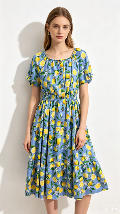 Rochia Midi Imprimeu Lamai — Statement Piece — Cindy Fashion