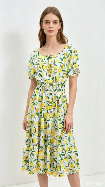 Rochia Midi Imprimeu Lamai — Statement Piece — Cindy Fashion